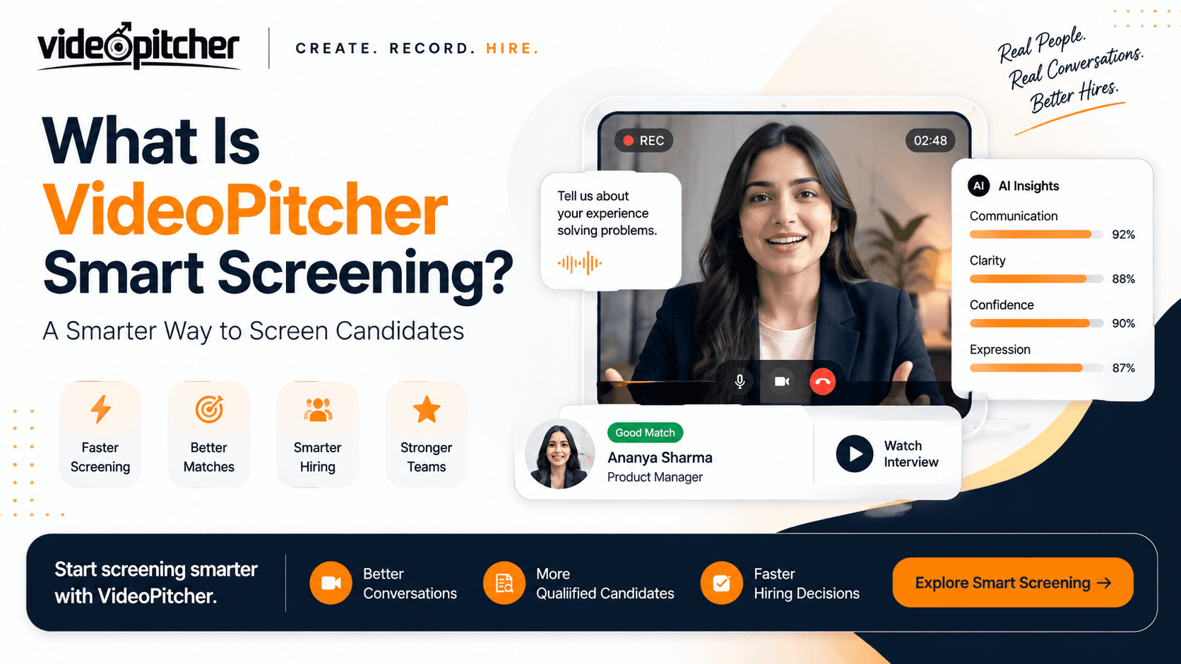 Recruiter reviewing candidate video responses and resume data using VideoPitcher Smart Screening
