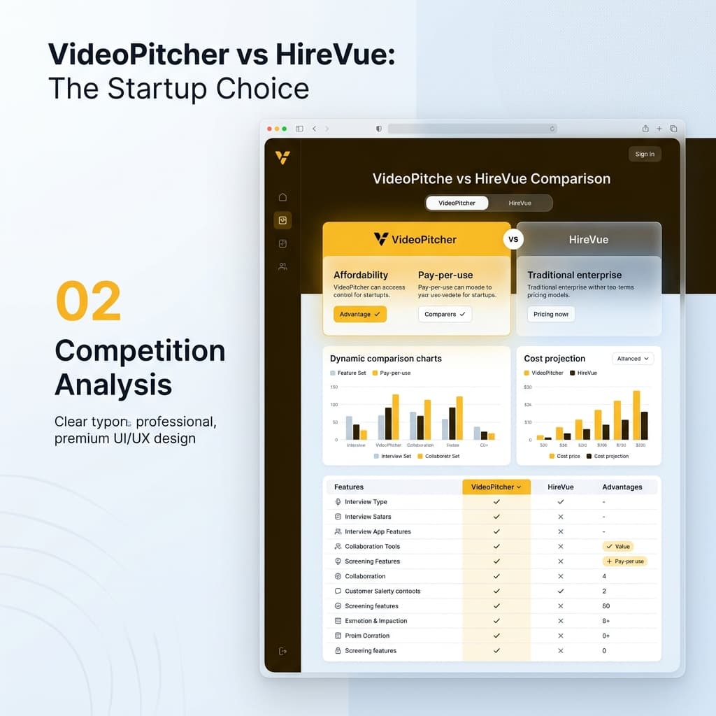 Comparison between complex enterprise hiring software and the sleek VideoPitcher interface